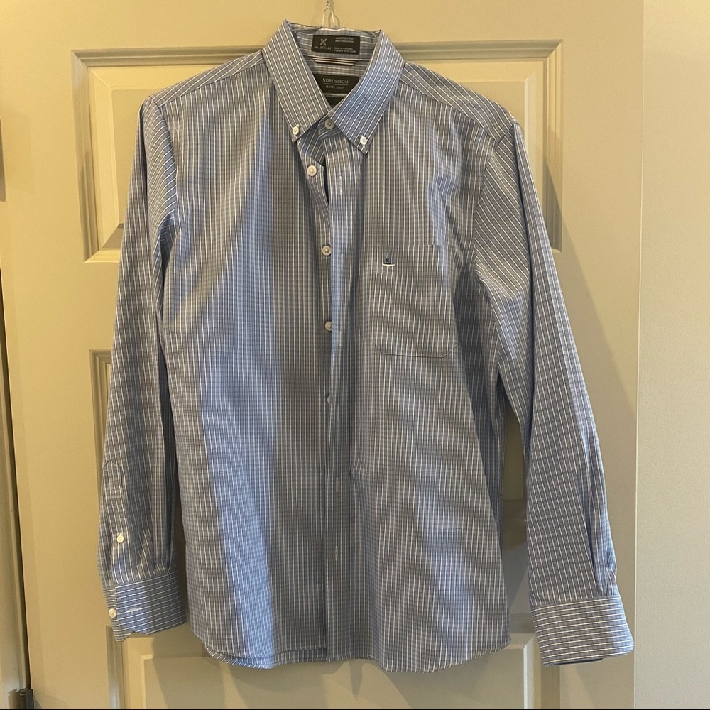 Nordstrom Blue Checkered Dress Shirt